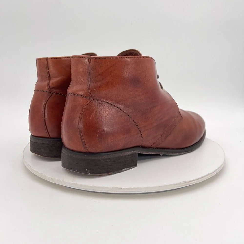 Johnston & Murphy Est. 1850 Men Sz 11 Brown Leather Plain Toe Chukka Ankle Boot